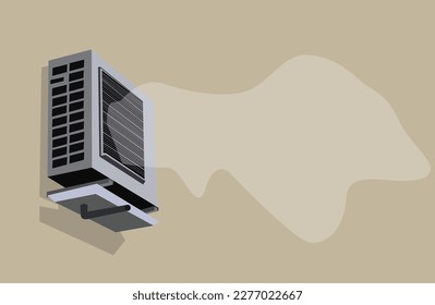 Working air conditioner with air going out of it, isolated