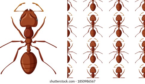 Working ant and seamless background illustration