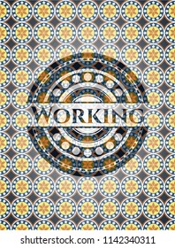 Working arabic emblem background. Arabesque decoration.