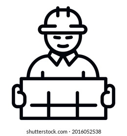 Icono de arquitecto de trabajo. Icono de vector de arquitectura de trabajo de esquema para diseño web aislado en fondo blanco