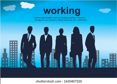 working background,businessman stand on front of building,vector illustration