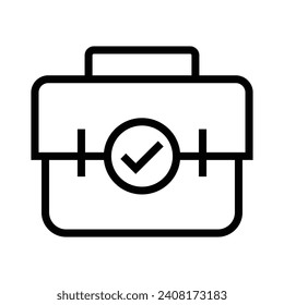 Iconos del contorno de la lista de comprobación de bolsas de trabajo, ilustración vectorial minimalista y elemento gráfico transparente. Aislado sobre fondo blanco