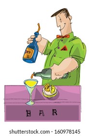 working barman - cartoon