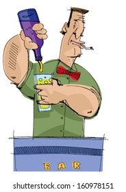 working barman - cartoon