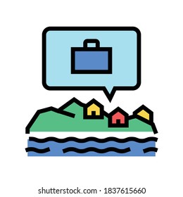 Working In Beach House Color Icon Vector. Working In Beach House Sign. Isolated Symbol Illustration