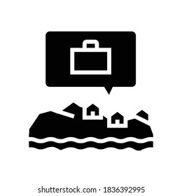 working in beach house glyph icon vector. working in beach house sign. isolated contour symbol black illustration