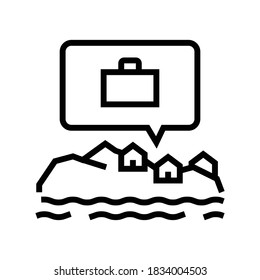 Working In Beach House Line Icon Vector. Working In Beach House Sign. Isolated Contour Symbol Black Illustration