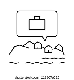 working in beach house line icon vector. working in beach house sign. isolated contour symbol black illustration