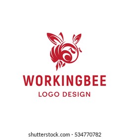 Working Bee vector illustration of logo design in a flat style