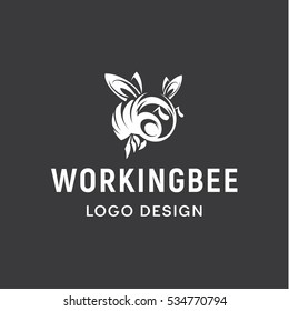 Working Bee vector illustration of logo design in a flat style art