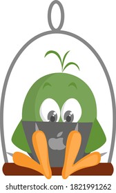 Working bird, illustration, vector on white background