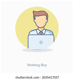 Working Boy or Employee Icon Concept