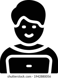 working boy vector glyph flat icon