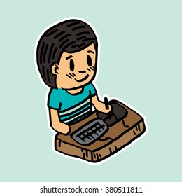 Working boy,cartoon design ,isolate with background.