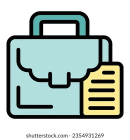 Working briefcase icon outline vector. Skill level. Goal career color flat