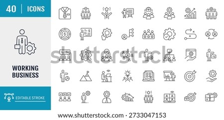 Working business Icons set. Vector illustration with editable strokes