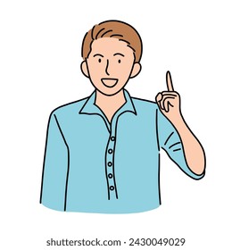Un hombre de negocios que trabaja explicando, ahá, señalando