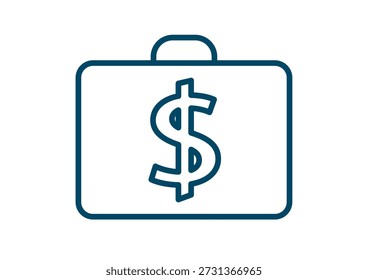 Maleta de negocios de trabajo con el símbolo del dólar Finanzas