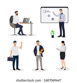 Working businessman and businesswoman people character illustration. Suitable for any purposes, like website, mobile apps, and sticker