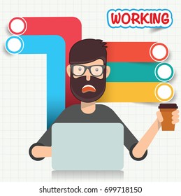 Working, businessman info graphic design,vector