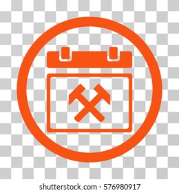 Working Calendar Day rounded icon. Vector illustration style is a flat iconic symbol inside a circle, orange color, transparent background. Designed for web and software interfaces.