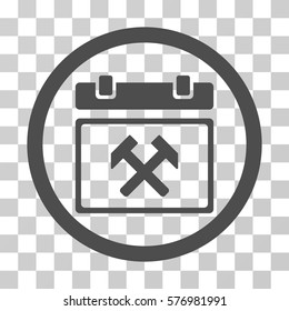 Working Calendar Day rounded icon. Vector illustration style is a flat iconic symbol inside a circle, gray color, transparent background. Designed for web and software interfaces.