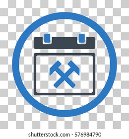 Working Calendar Day rounded icon. Vector bicolor illustration style is a flat iconic symbol inside a circle, smooth blue colors, transparent background. Designed for web and software interfaces.