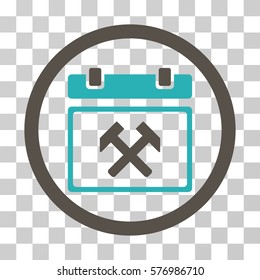 Working Calendar Day rounded icon. Vector bicolor illustration style is a flat iconic symbol inside a circle, grey and cyan colors, transparent background. Designed for web and software interfaces.