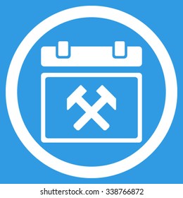 Working Calendar Day vector icon. Style is flat rounded symbol, white color, rounded angles, blue background.