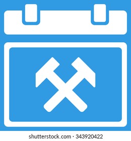 Working Calendar Day vector icon. Style is flat symbol, white color, rounded angles, blue background.