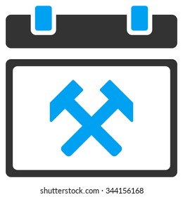 Working Calendar Day vector icon. Style is bicolor flat symbol, blue and gray colors, rounded angles, white background.
