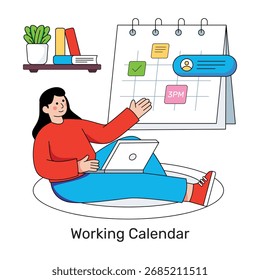 Ilustração do calendário de trabalho, vetor editável