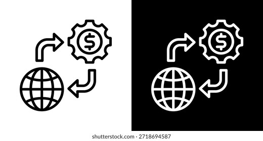 Icono de capital de trabajo de la línea de estilo blanco y negro