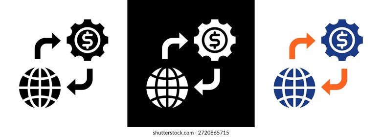 Ilustración vectorial de glifo de conjunto de iconos de capital de trabajo