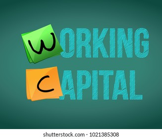 Working capital on blackboard. illustration design graphic