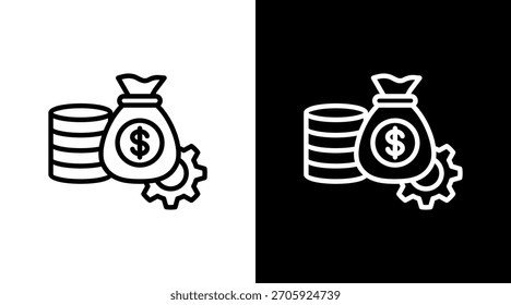 Diseño de conjunto de iconos blancos de capital de trabajo