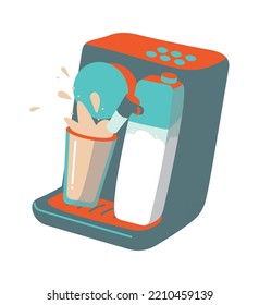 Working cappuccino machine icon. Vector illustration