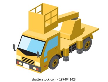 Working car, aerial work platform | 3D illustration of isometrics car