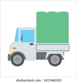 Working car illustration, small delivery car, cartoon touch, mini car