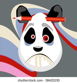 working cartoon panda