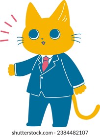 A working cat in a suit will guide you.