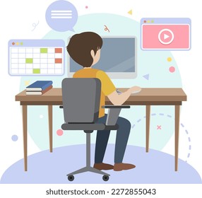 Working characters flat design for web banner illustration