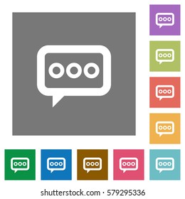 Working chat color square buttons flat icons on simple color square backgrounds