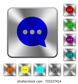 Working chat engraved icons on rounded square glossy steel buttons