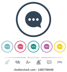 Working chat flat color icons in round outlines. 6 bonus icons included.
