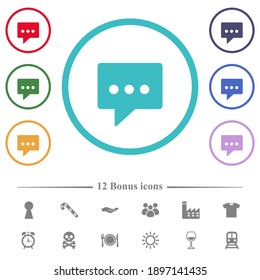 Working chat flat color icons in circle shape outlines. 12 bonus icons included.