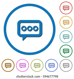 Working chat flat color vector icons with shadows in round outlines on white background