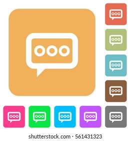 Working chat flat icons on rounded square vivid color backgrounds.