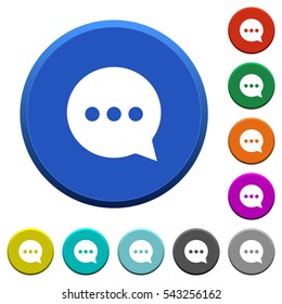 Working chat round color beveled buttons with smooth surfaces and flat white icons