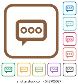 Working chat simple icons in color rounded square frames on white background